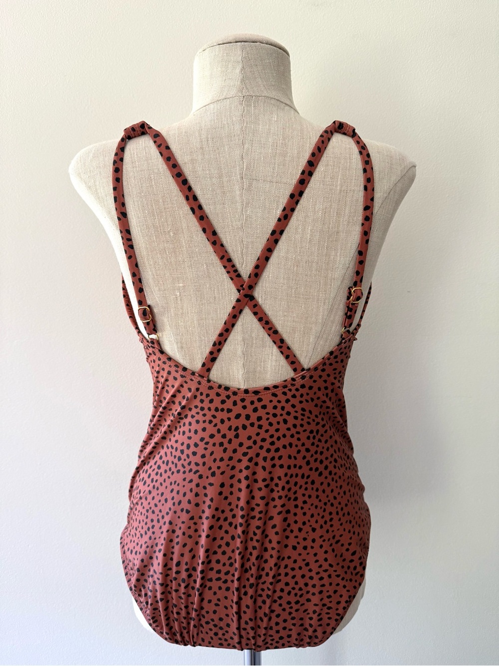 Kona Sol Brown One-Piece Swimsuit with Black Spot Print - Picture 9 of 9